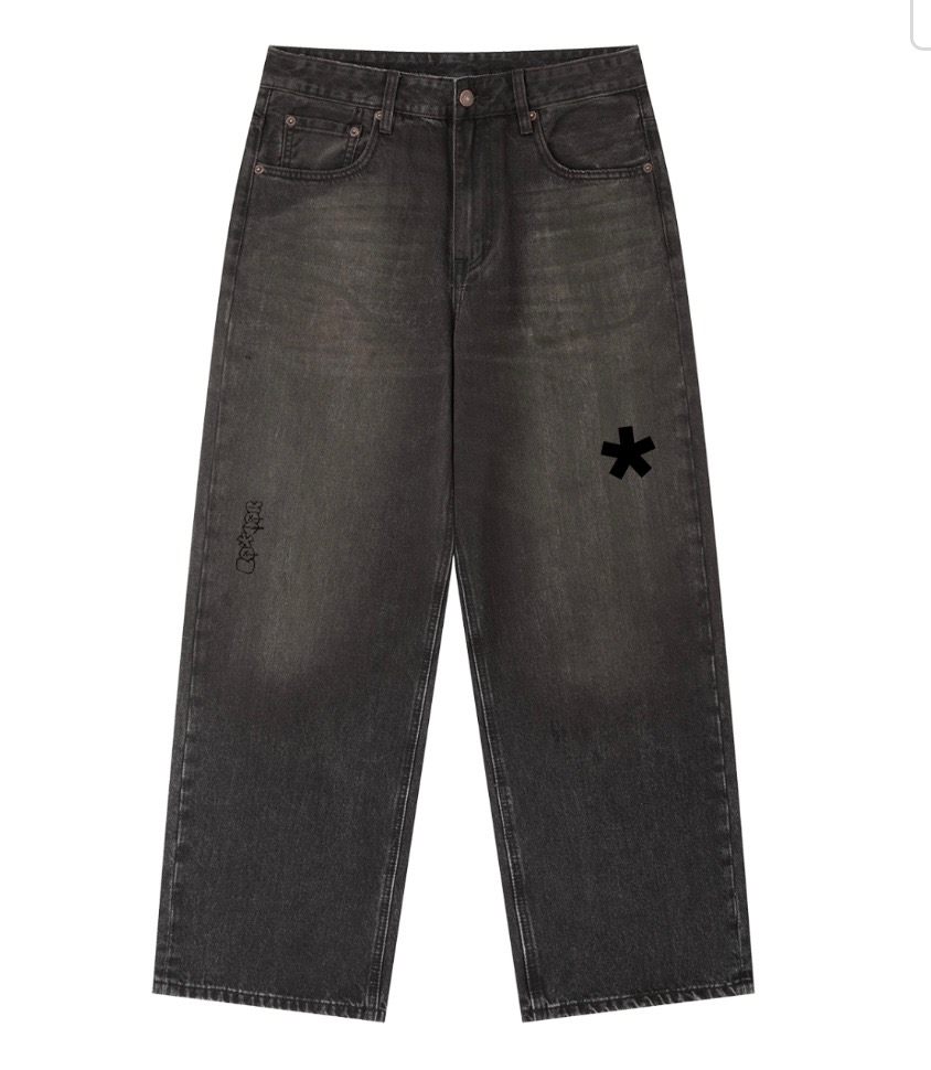 Faded black wide-leg denim