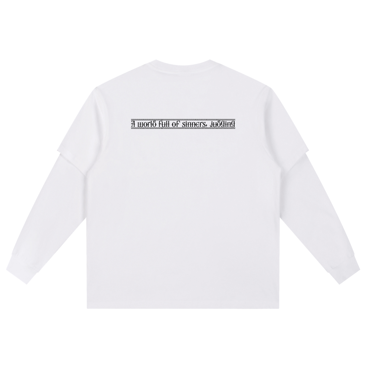 White double-layer long sleeve tee — back