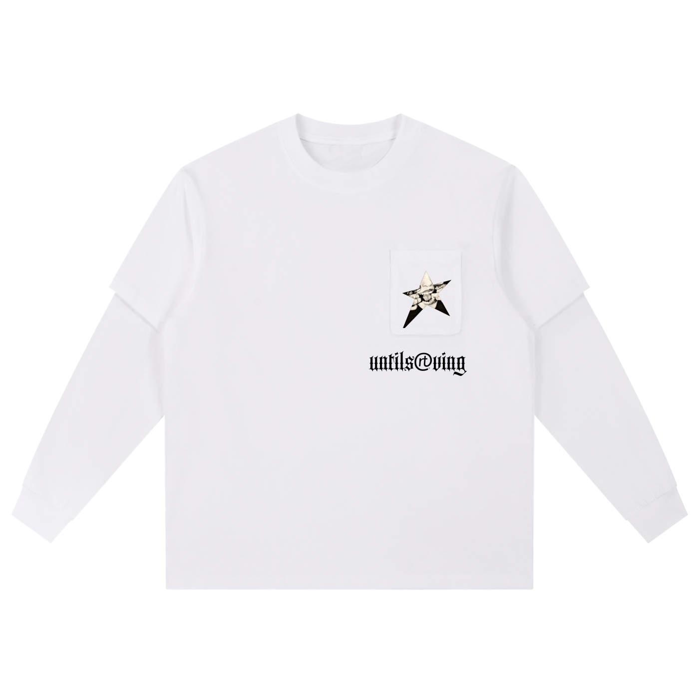 White double-layer long sleeve tee