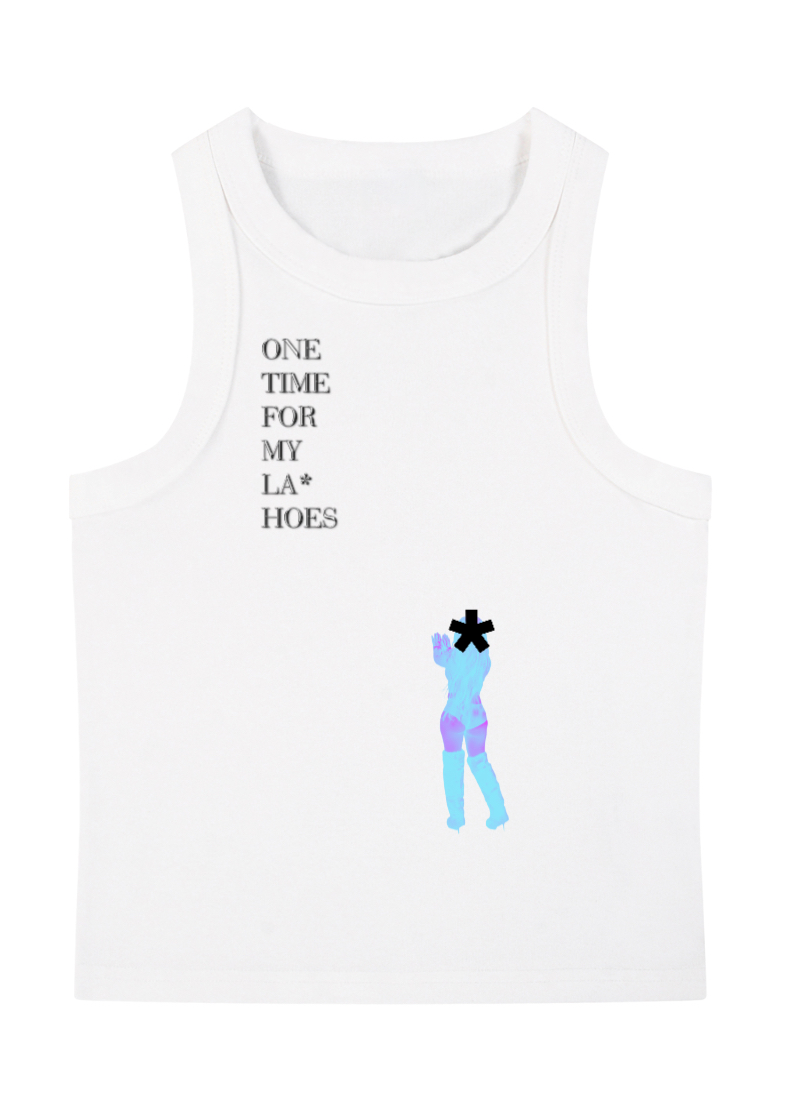 White la*mar One Time For My LA* Hoes ribbed tank top